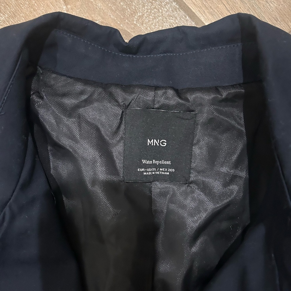 Mango MNG navy blue double-breasted water-repellent trench coat with a belt 2XL - Picture 5 of 12